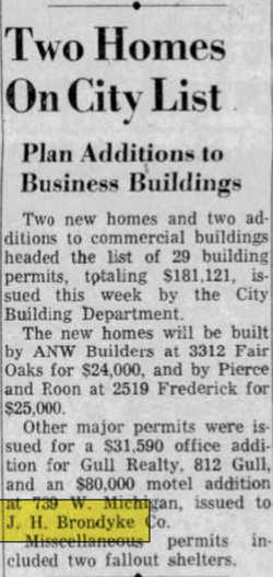 Downtowner Motel - Oct 14 1961 Article (newer photo)